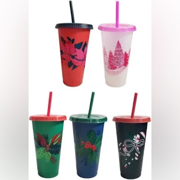 🎄 Starbucks Holiday 5-Pack 24oz Reusable Cold Cups – New in Box! - Picture 2 of 5